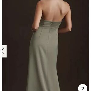 BHLDN Ruby Twist Halter Satin Gown-Size 6 Moss